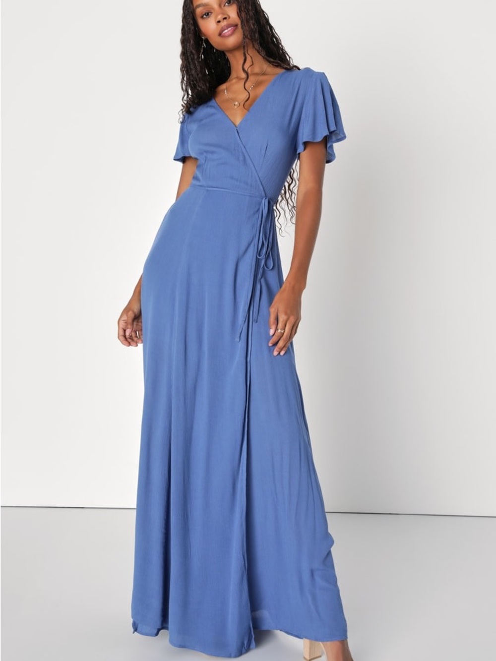 Heart of Marigold Denim Blue Wrap Maxi Dress